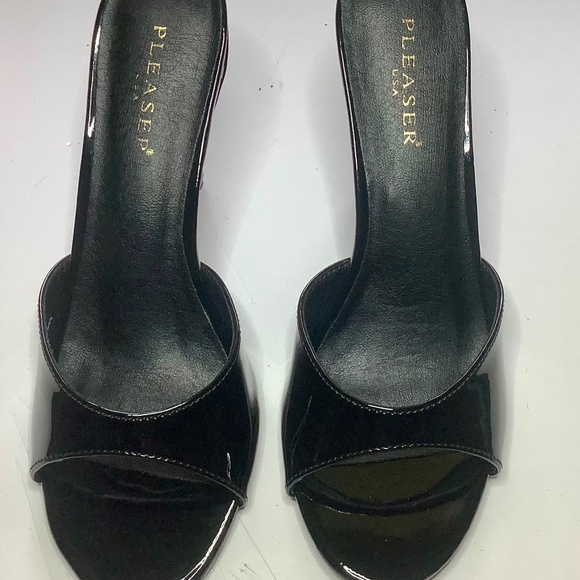 MIB Pleaser Classique 01 Black Patent Slide - Picture 2 of 8